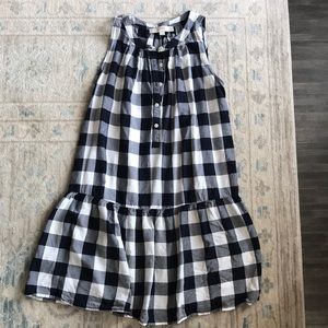 LOFT Gingham Drop Waist Dress Petite S